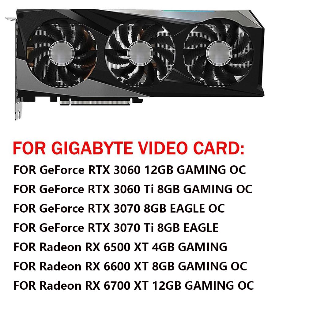 Graphics Card Cooling Fans Suitable for Gigabyte GeForce RTX 3070 3070Ti Eagle RTX 3060 3060Ti Gaming Radeon RX 6500XT 6600XT 6700XT Gaming Series Desktop 75mm PLD08010S12HH 12V 0.35A 4 Pin GPU Fan