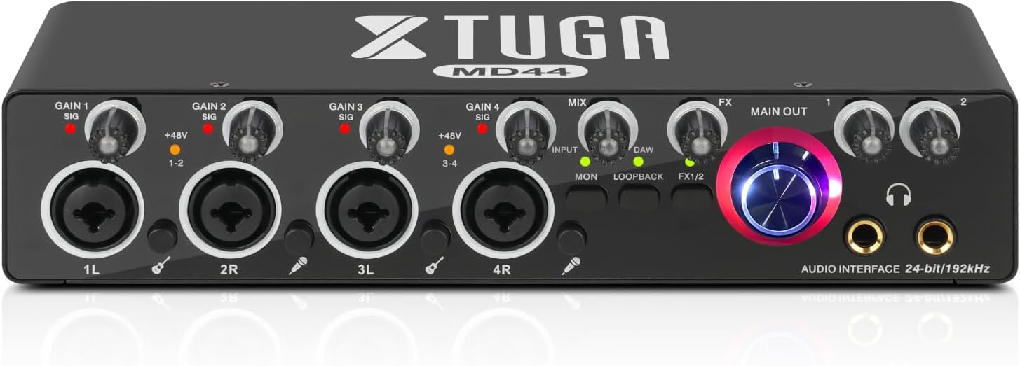 XTUGA MD44 4 Channel Audio Interface with 4 mic Preamps