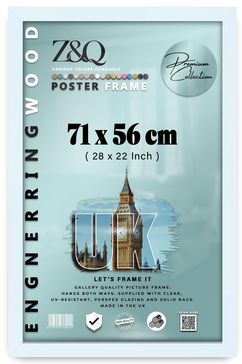 Z&Q White - Premium Eton Wood (71 X 56 Cm) Wall Gallery Frame | Ideal Wall Decor For Livingroom 28 X 22 Inch Frame For Art And Home Décor [ ]