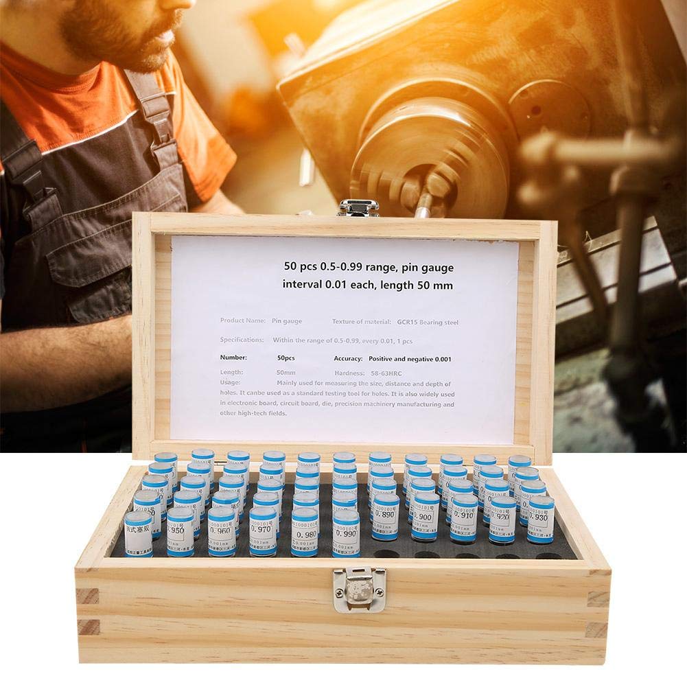 50pcs Pin Gauge, 0.5-0.99mm Plug Pin Gage Set 0.001mm Tolerancia Teniendo Acero Herramienta de precisión para placas electrónicas Placas de circuitos Moldes