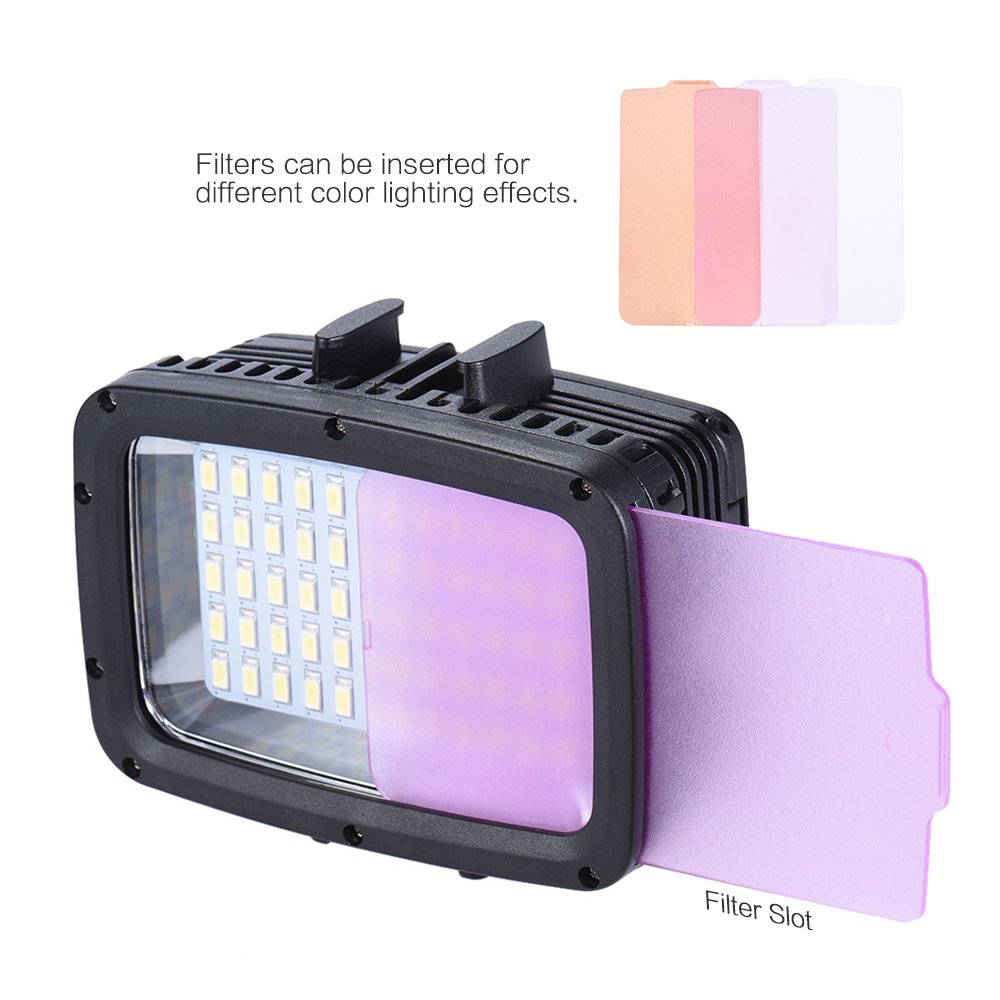Andoer Dauerlicht Set Ultra Bright 1800LM 3 Modi Wasserdicht Unterwasse 60 LED Tauchausfüllleuchte Video Studio Fotolampe für GoPro Hero Xiaomi Yi SJCAM Action Cam für DSLR Kamera mit Hot Shoe Mount