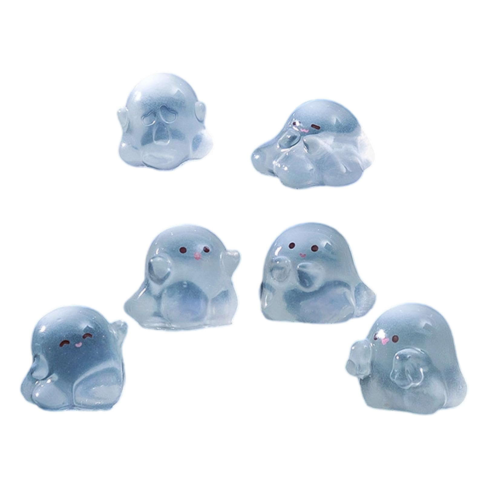 Msioytog Halloween Glowing in Dark Ghostly Miniatures Figurines 6Pcs Resins Decors Creative Kids Room Decoration Glowinging in Dark Halloween Ornaments