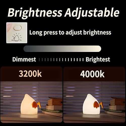 Miniatura 5 de ipalmay Luz nocturna de pato PP, lámpara de noche ajustable recargable por USB, control táctil de apagado automático lámpara de noche con bonito