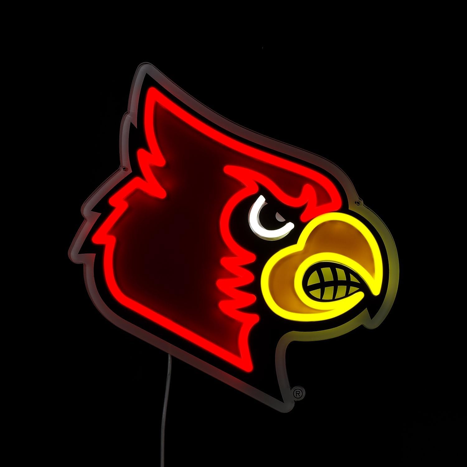 Saturday Neon Officially Licensed Louisville Cardinals LED Neon Sign – 13.64" W x 15" H Red & White-Emitting Wall Light with Adjustable Brightness, Inline Dimmer Switch, USB Powered with Outlet Adapter – College Wall Décor