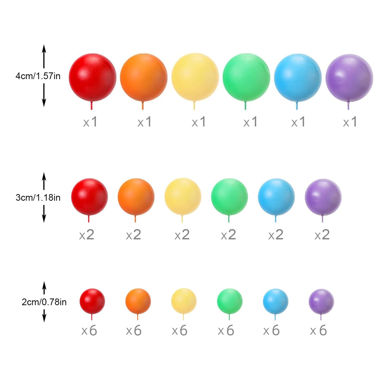 HQKJGSYX 32-Piece Colorful Foam Ball Cake Toppers - Decorations For Birthday, Baby Shower, Wedding Parties