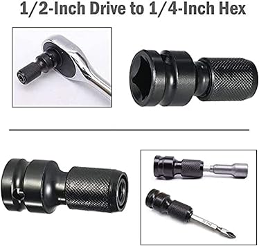 2pcs Universal Adaptive Wrench Adapter Socket Ratchet Torque Wrench Adapter 1/2 Inch Square To 1/4 Inch Hex Ratchet Socket Converter 2pcs
