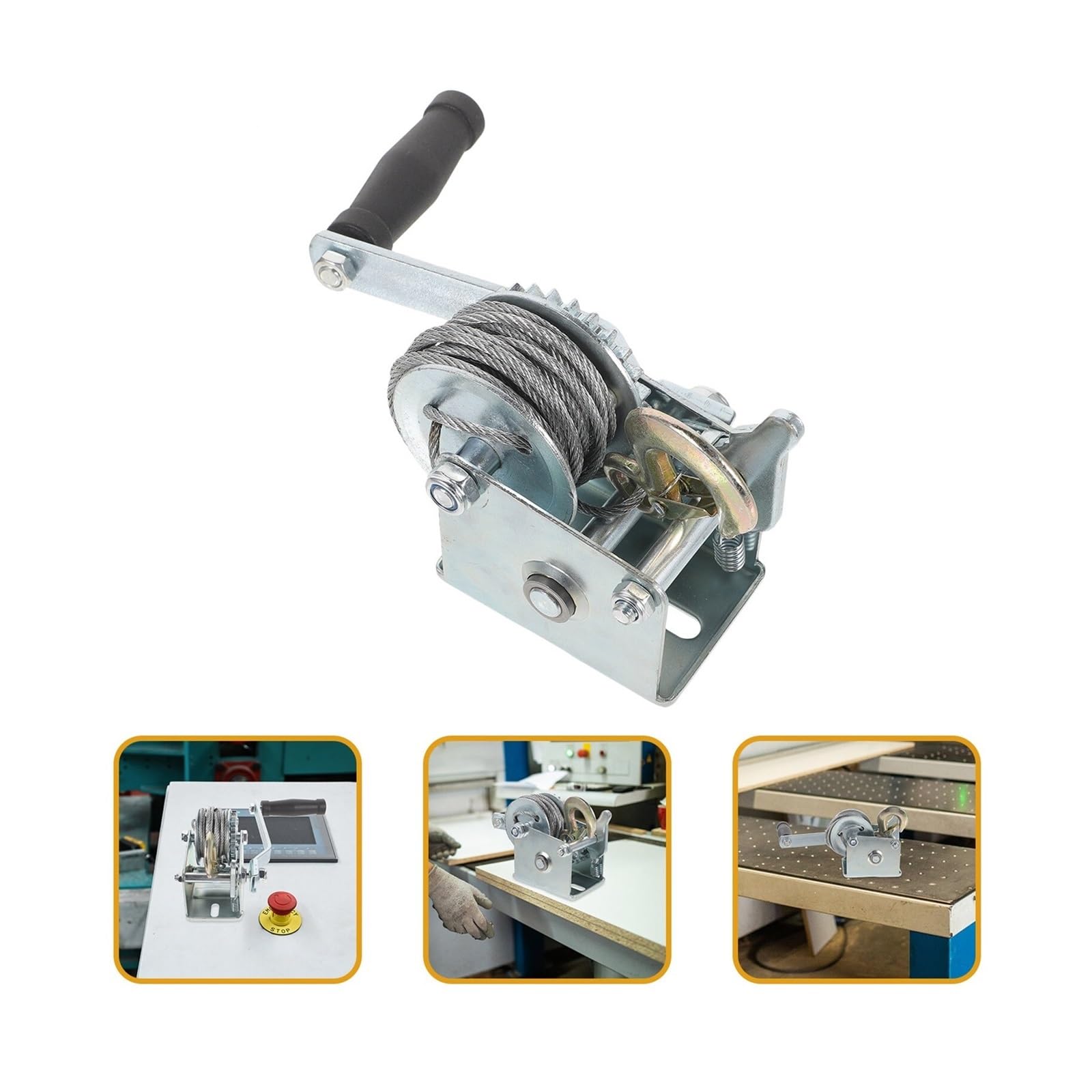 HYBMRQVD Elektrische Seilwinde, Mini-Kurbelwinde, Handkurbel, manuelles Abschleppen von Metall, 500 lb, für Autos, Heimwerkerarbeiten, Frachtumschlag, für Garagen, Lagerhallen, Fabriken