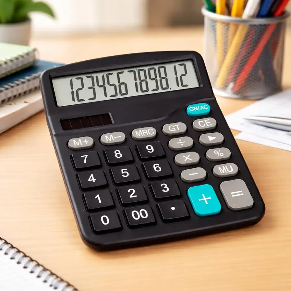 Calculadora de Mesa Grande Premium 12 Dígitos Display Nítido Teclas Confortáveis Uso Profissional e Estudantil