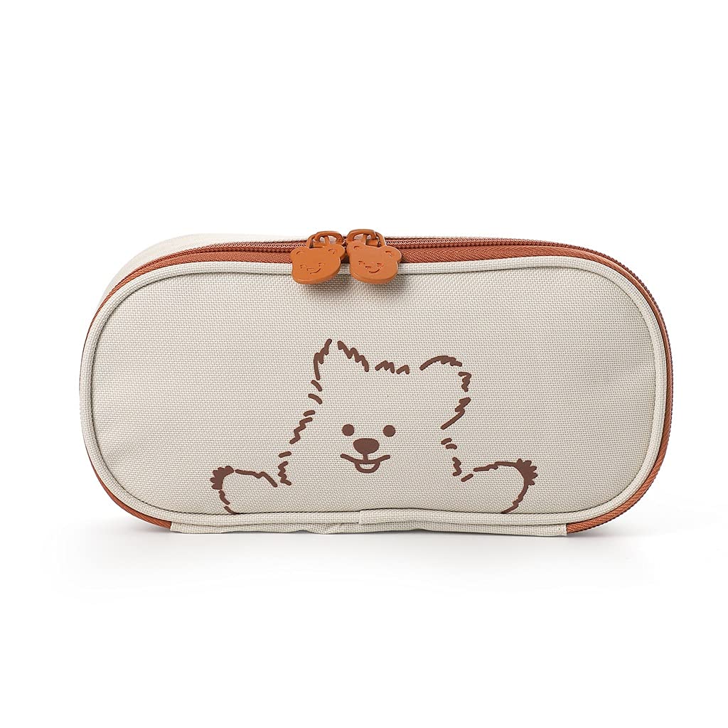 Adorabile astuccio con orsetto cartone animato - Astuccio di grande capacità per materiale scolastico - Scatola per cancelleria in tela - Resistente e spazioso