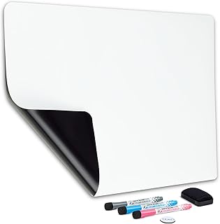 Extra Large Magnetic Dry Erase White Board Sheet for Fridge - 25x16 - Stain Resistant Technology with 3 Markers & Big Eraser with Magnet - Refrigerator Whiteboard Planner Organizer - by Yes4Quality