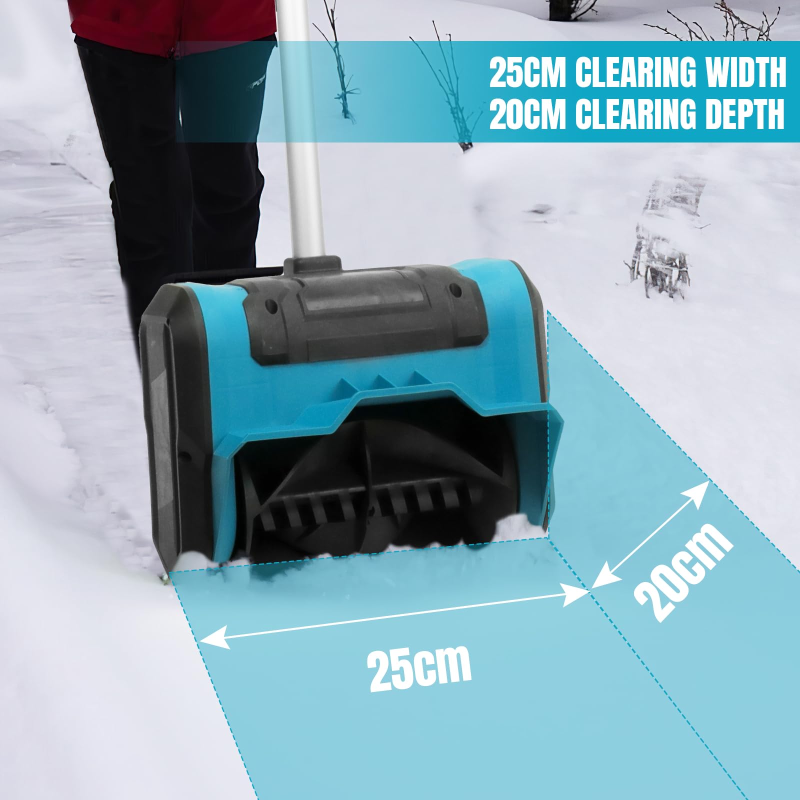 Batterij aangedreven sneeuwruimer voor Makita 18V batterij, borstelloze opvouwbare snoerloze sneeuwblazer, 33 cm werkbreedte, 8 m werplengte, 600 W elektrische sneeuwblazer, sneeuw blazer batterij