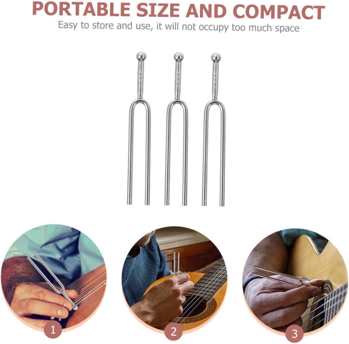Mikinona 3pcs Tuning Forks for Guitar Musical Accessories for Accurate Tuning Compact for Violin and More Instruments a Standard Music Tool
