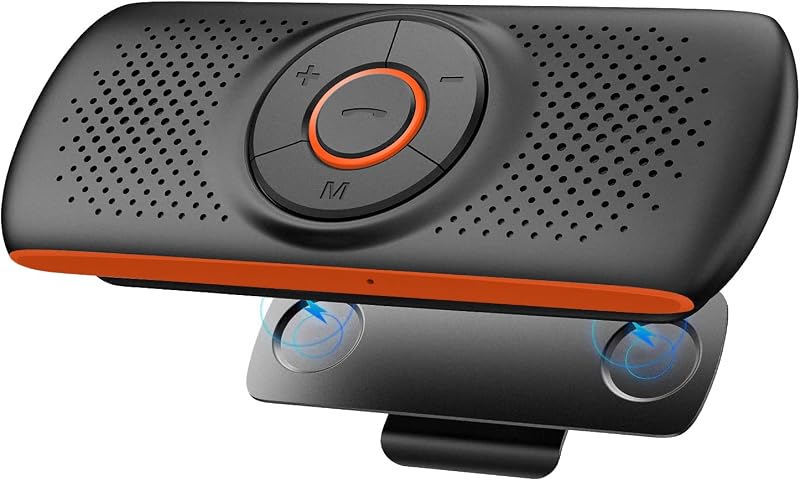 Bluetooth Car Speaker for Cellphone, Portable Bluetooth 5.3 Handsfree Speakerphone Wireless Music Player Car Kit with Visor Clip, Supports Siri & Google Assistant | TF Card Play