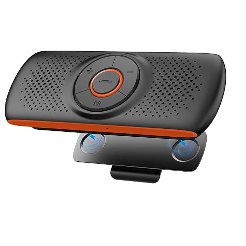 Skybess Bluetooth Car Speaker for Cellphone, Portable Bluetooth 5.3 Handsfree Speakerphone Wireless Music Player Car Kit with Visor Clip, Supports Siri & Google Assistant | TF Card Play