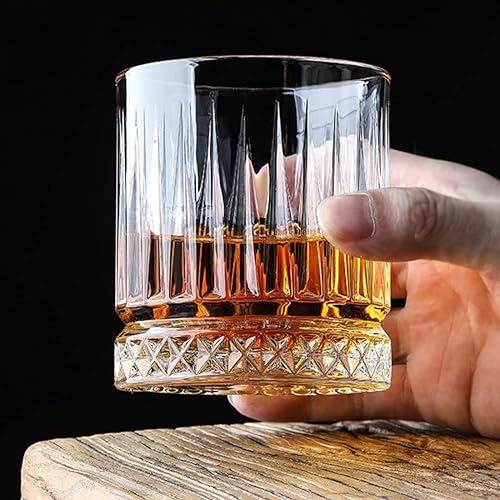 Miniatura 5 de Juego de vasos de whisky de lujo de 6 a 11 onzas, vasos de whisky tallados en cristal, vasos antiguos para beber bourbon, whisky escocés, cócteles,