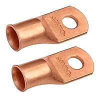 Vista 210 de SELTERM - 2 terminales de anillo resistentes para cable de batería, calibre 4 AWG, pernos de 3/8 pulgadas, terminales de calibre 4, ojales de cobre