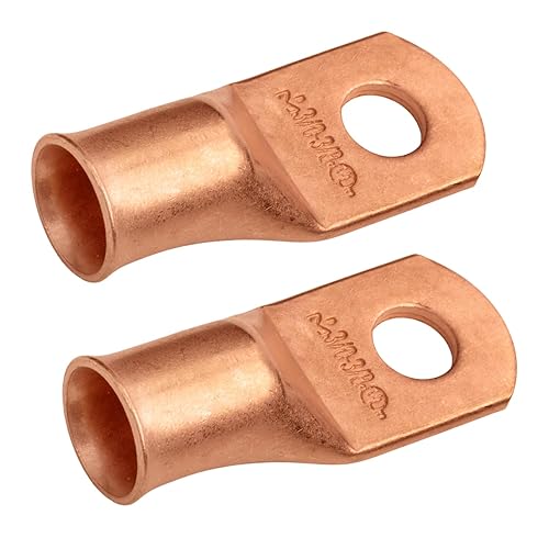 Miniatura 210 de SELTERM - 2 terminales de anillo resistentes para cable de batería, calibre 4 AWG, pernos de 3/8 pulgadas, terminales de calibre 4, ojales de cobre