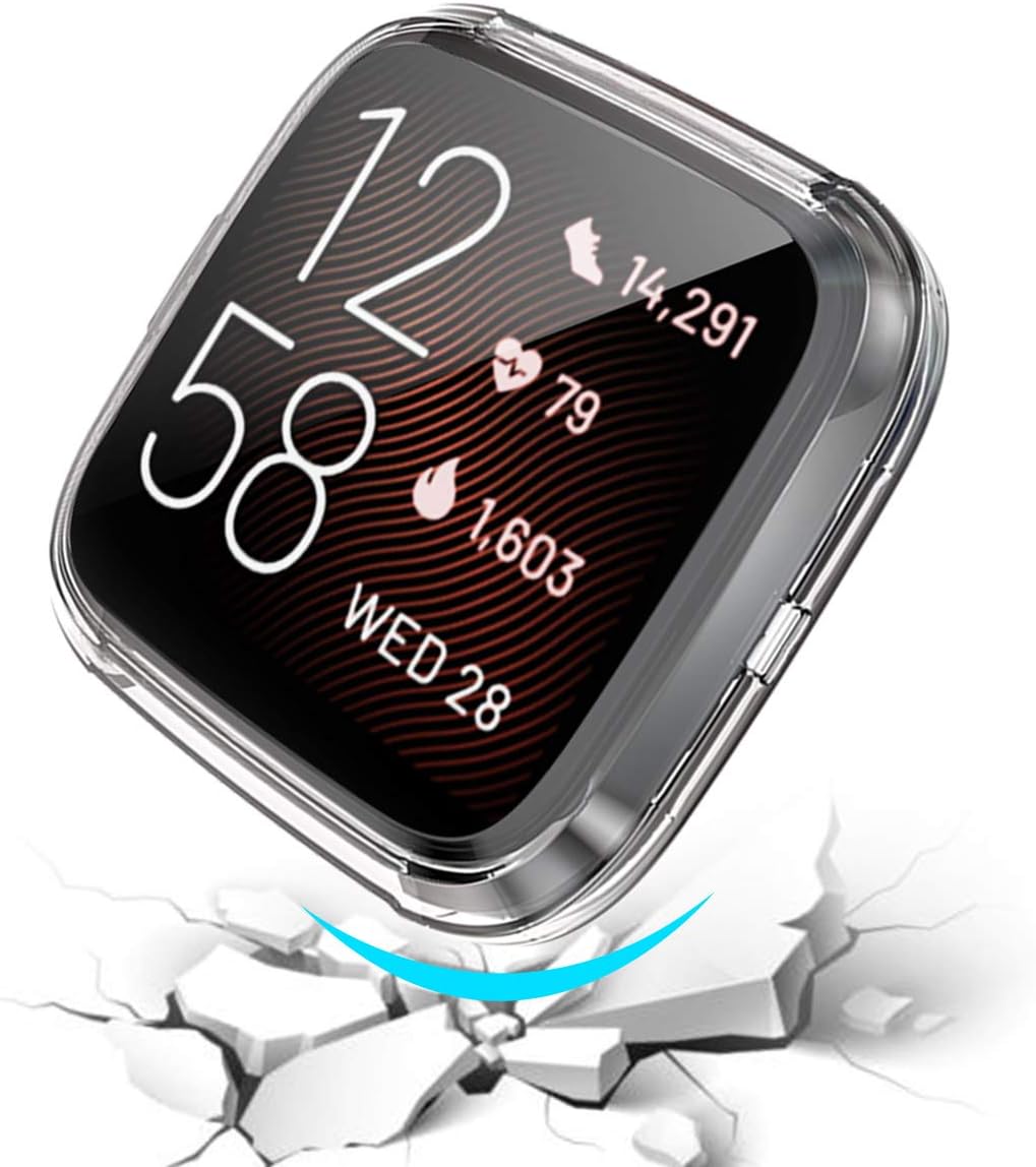 Haojavo 2 Pack Screen Protector Case for Fitbit Versa 2, Soft TPU Slim Fit Full Cover Screen Protector Case for Fitbit Versa 2 Smartwatch Bands Accessories