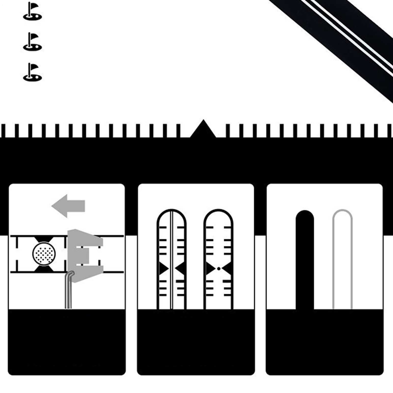 Piccello Guide Ruler 35.43x1.57x1.57 Golf Putter Alignment Rail Práctica portátil