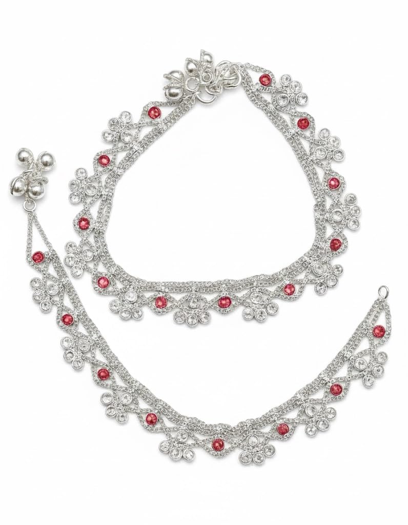 df store Anklet Silver Plated Floral Stylish Anklet for Women & Girls-picture-24