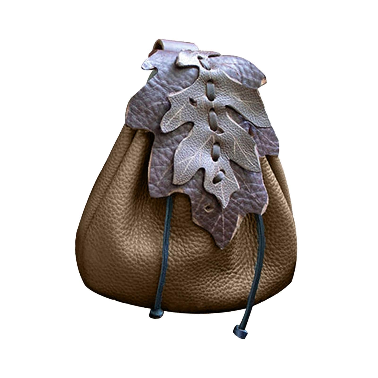 nivaa waist drawstring bag party handcraft men outdoor festival cosplay belt purse brown