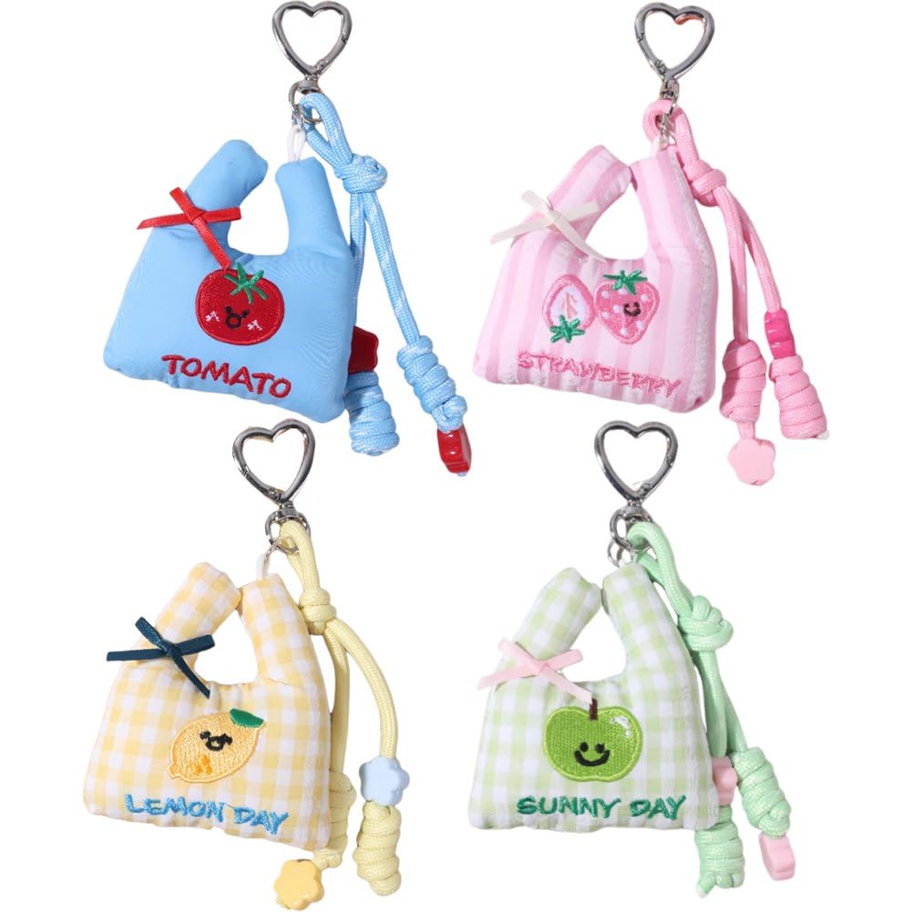 Sslvya 4 Pcs Mini Shopping Bag Pendant Keychains Bag Charms Y2k Keyring Ornaments for Backpack Handbag Decor Accessories