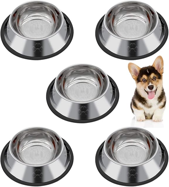 Iyowei 5 PCS Pet Bowl, Double Non-Slip Slow Feeder Pet Bowls Feeding Bowls with Rubber for Cats & Dogs Feed Water and Food