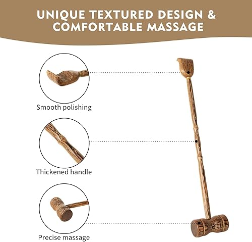 Miniatura 2 de Rascador de espalda con martillo de masaje, 100% madera natural, rascador de espalda tradicional similar a los dedos para adultos, hombres y