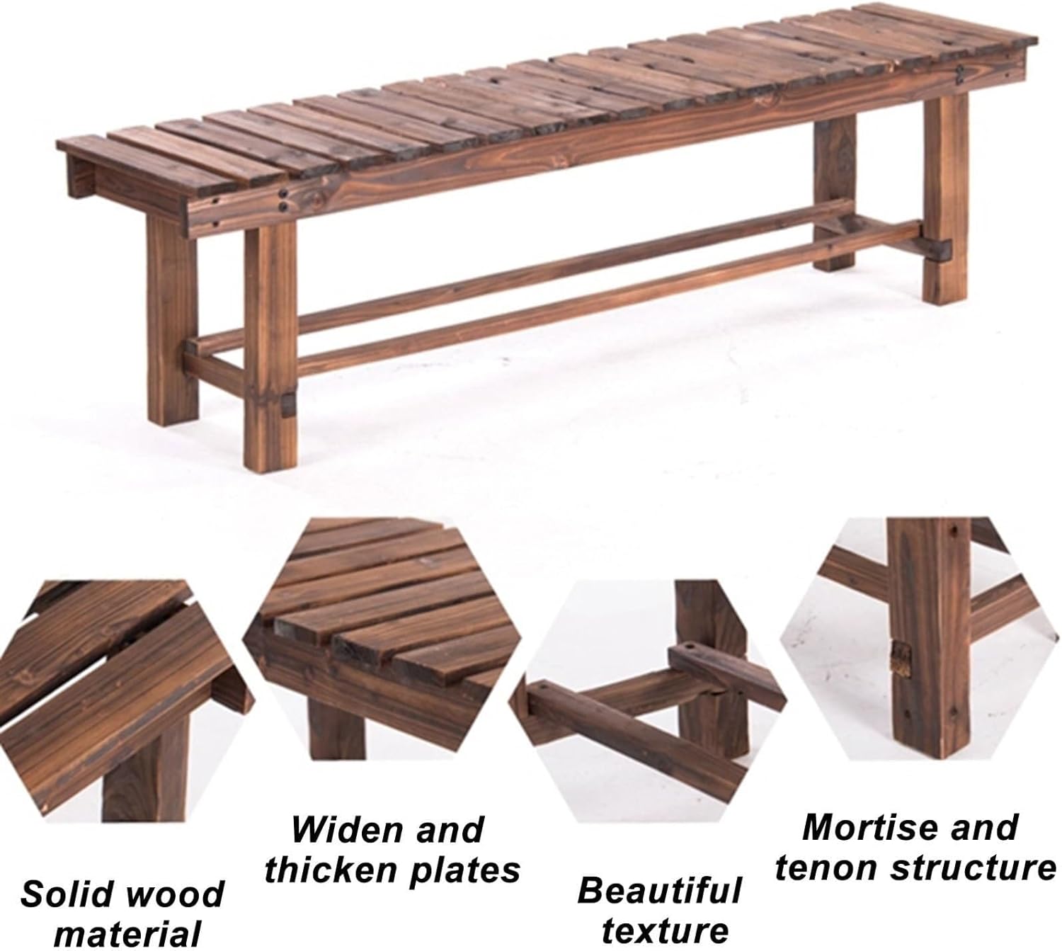 Wooden Outdoor Bench, All-weather Outdoor Bench, Outdoor Garden Furniture, Wooden Stools Made Of Natural Solid Wood, Rainproof And Sunscreen, Suitable For Courtyard, Garden, Park, Etc(120*35*40)