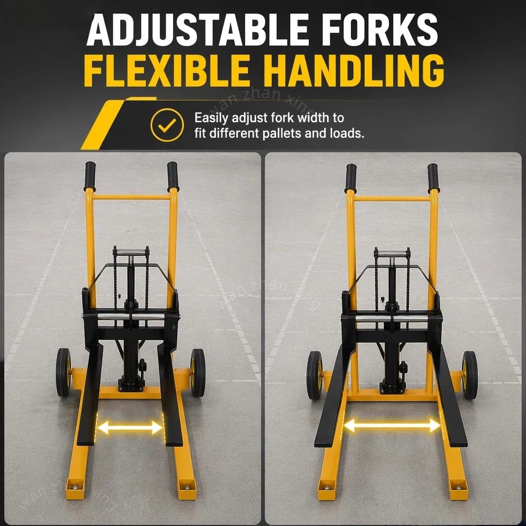 Apilador Manual con cabrestante de 200 kg - Elevación hidráulica Manual, Horquilla Externa, fácil maniobrabilidad para almacenes y centros logísticos