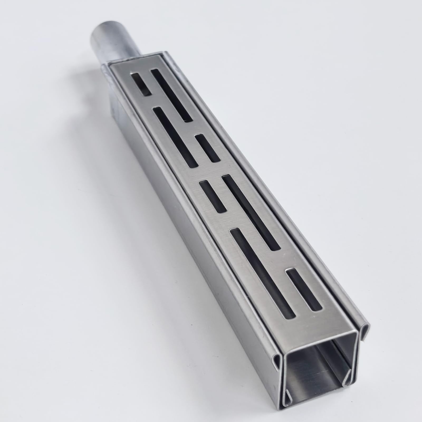 Accesorio para canaleta desague con Rejilla,Tapón Final con Salida Lateral de Ø 2 cm y 1 Conector, para canaleta desague 3,5 cm de Ancho