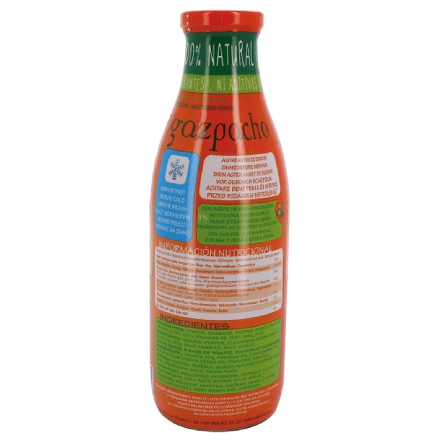 Gazpacho Litro 100% Natural Sin Conservantes Sin Gluten