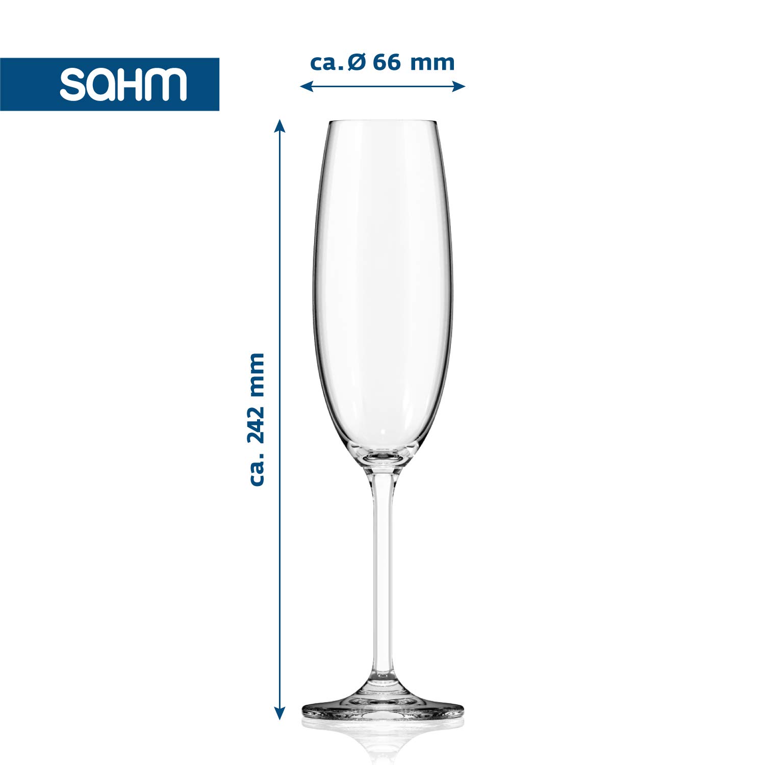 Bicchieri champagne set da 6 pz - Flute vetro da 220 ml per champagne - Coppa champagne lavabile in lavastoviglie - Eleganti bicchieri prosecco