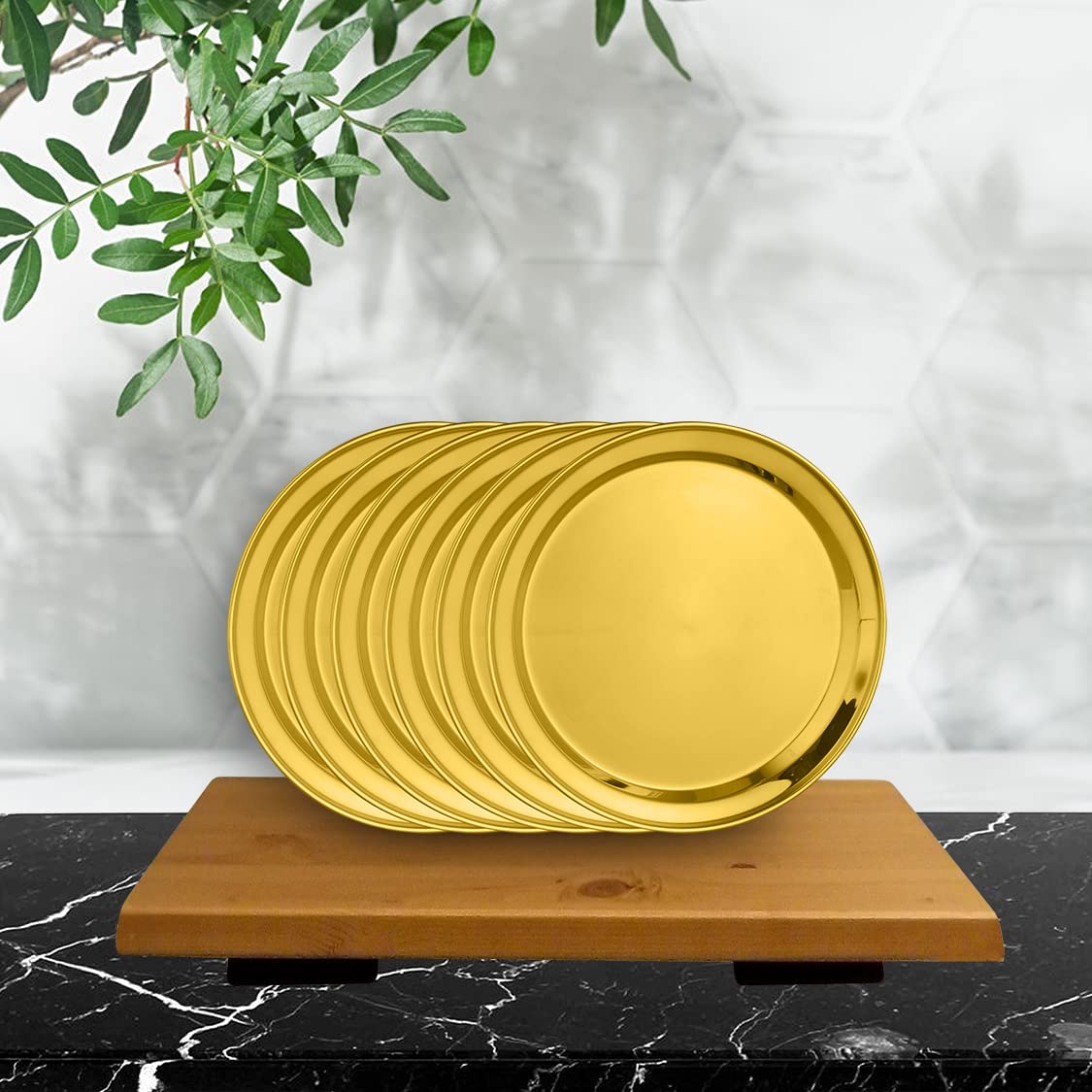 Shri & Sam Stainless Steel Gold Side Plate with PVD Coating, Majestic, 6 Pieces - Image 3 thumbnail