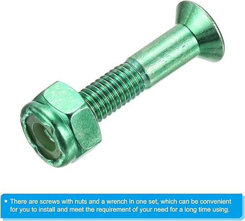 Miniatura 4 de PATIKIL Kit de herramientas para monopatín, tornillos de montaje, tornillos de cabeza hexagonal, juego de tuercas con llave para Longboard Cruiser