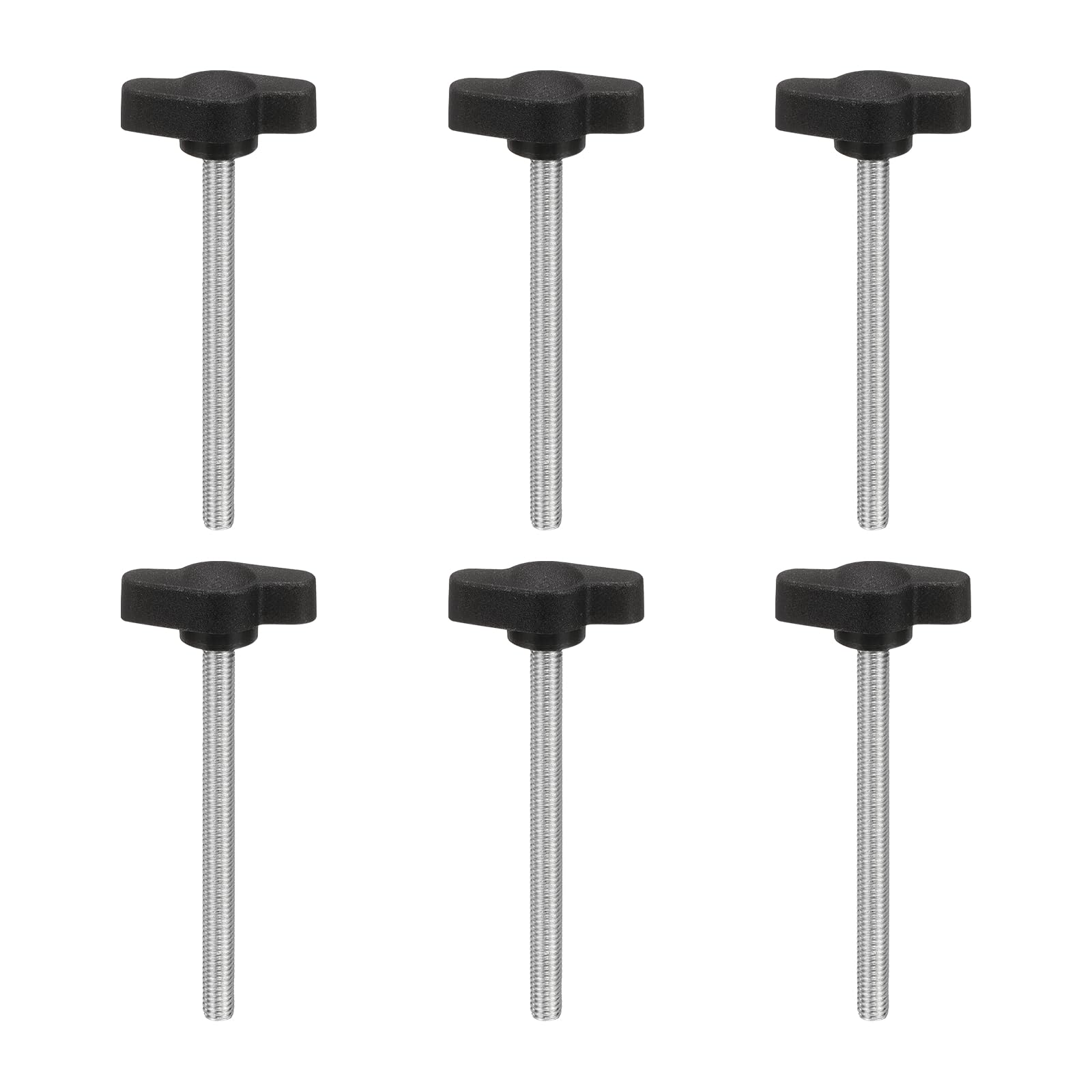 PATIKIL M5 x 60mm Tee Wing Thumb Screws, 6Pcs Carbon Steel Mechanical Handle Bolt Thumb Screws for Remove Replace Hand Clamping Tightening Knobs Power Supply, Black
