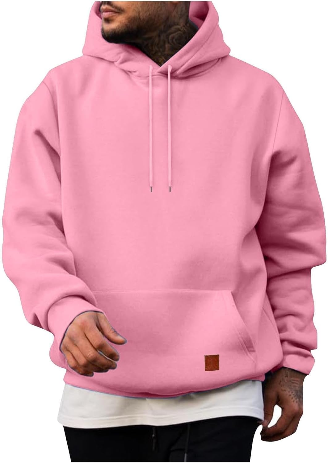 Men'S Fashion Hoodies & Sweatshirts Long Sleeve Pullover Cool Hoodies Fleece Lined Pullover Shirt Pocket Solid Clothes