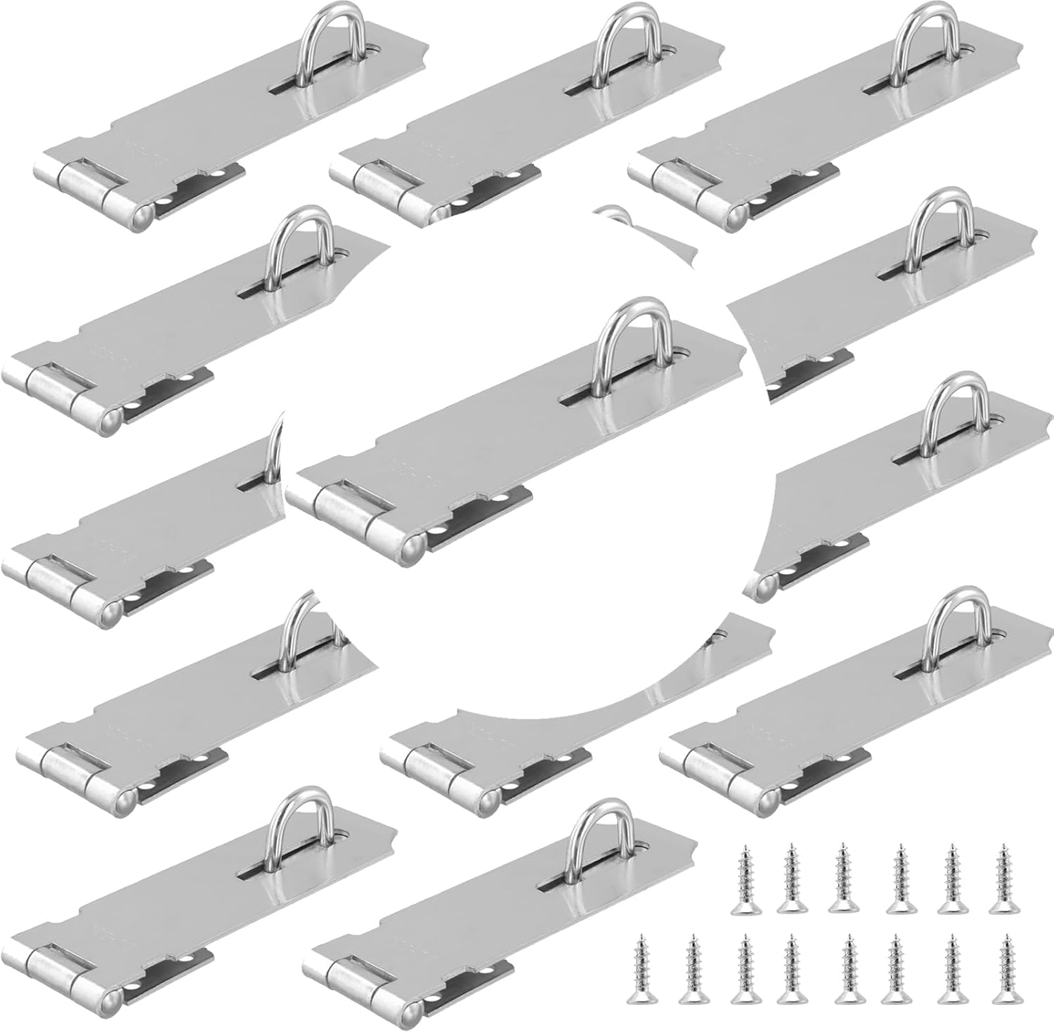 15 PCS 5 Inch Door Hasp Latch, Stainless Steel Padlock Hasp, Heavy Duty Security Hasp with 135 Pcs Screws, Door Locks Hasp Latch for Doors and Cabinets