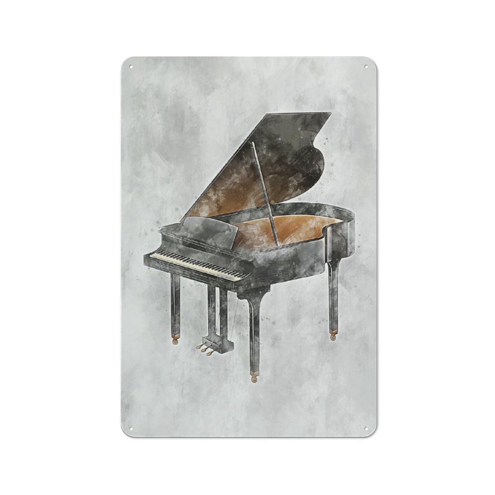 Junmoney Style-10 Grand Piano Retro-Style Tin Wall Plaque 30X20cm For Café Or Home Bar, For Themed Interiors In Cafés And Home Bars