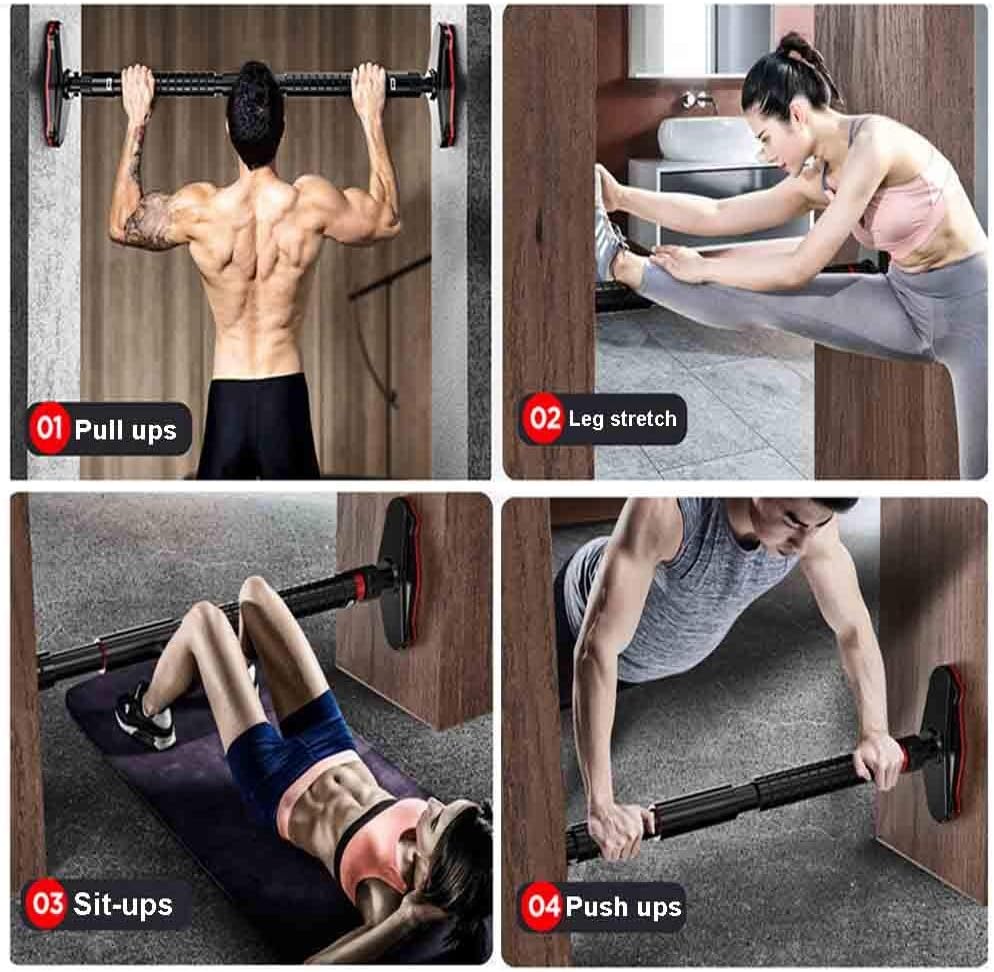 Pull-Up Bars AGYH Portable Horizontal Bar, Steel Pull-up Bar for Drilling-Free Installation, Upper Body Strength Training Equipment, 70-145CM, Load 350kg
