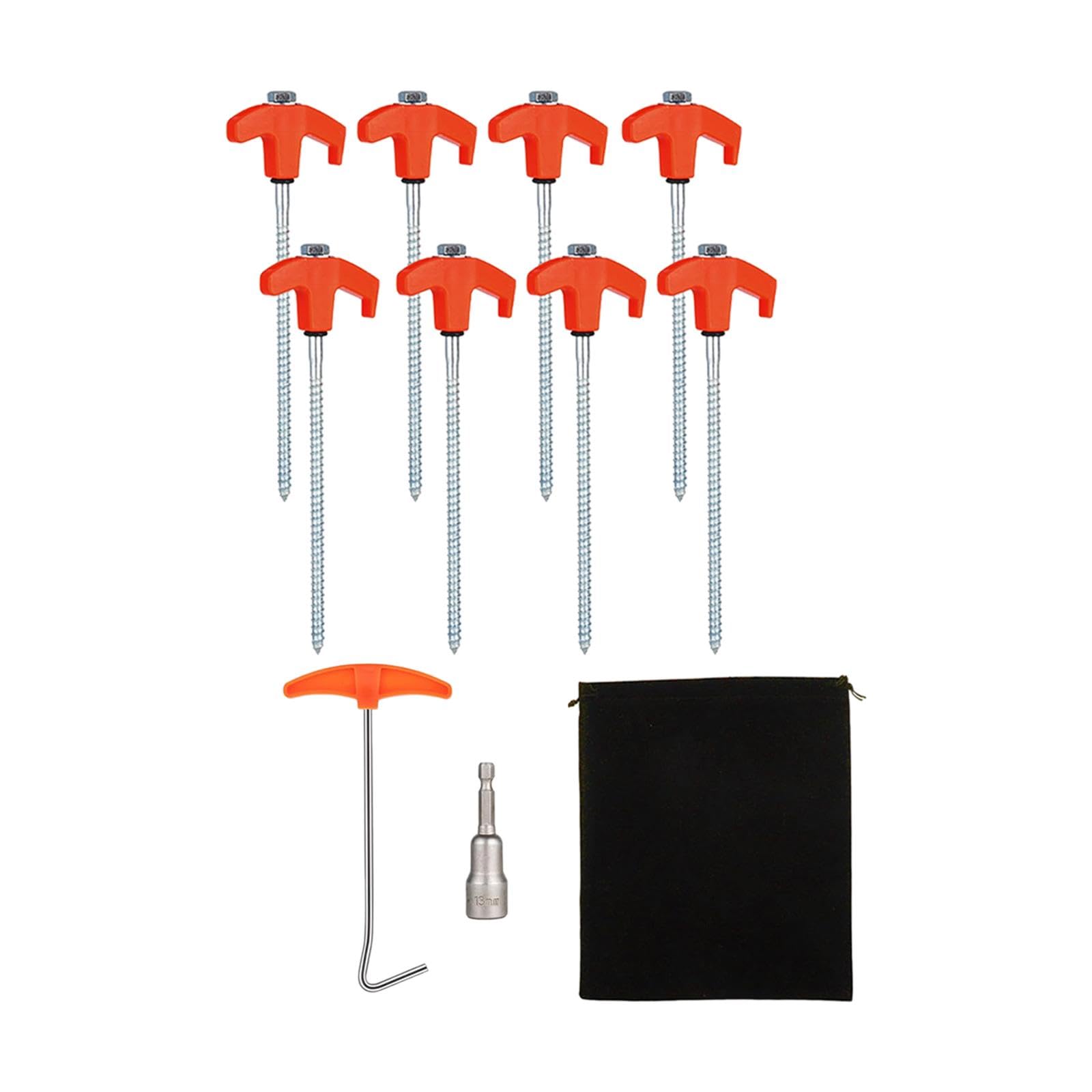 YIJU 8 Tent Anchors with Hexagon Head and Carry Bag for Ground Stability 20cm