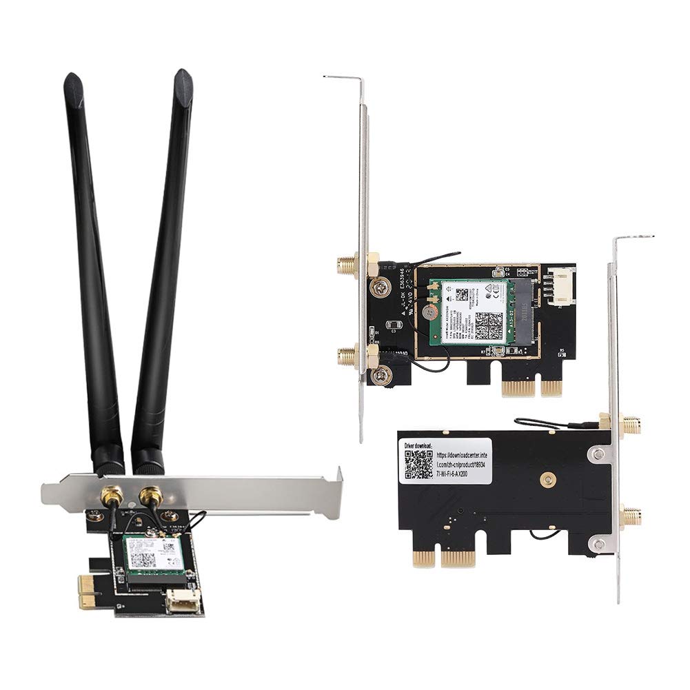 Fyearfly Tarjeta de red de antena dual, WiFi inalámbrica de 6ª generación, aumenta la velocidad y la estabilidad, compatible con Inel AX200, fácil configuración, conectividad mejorada