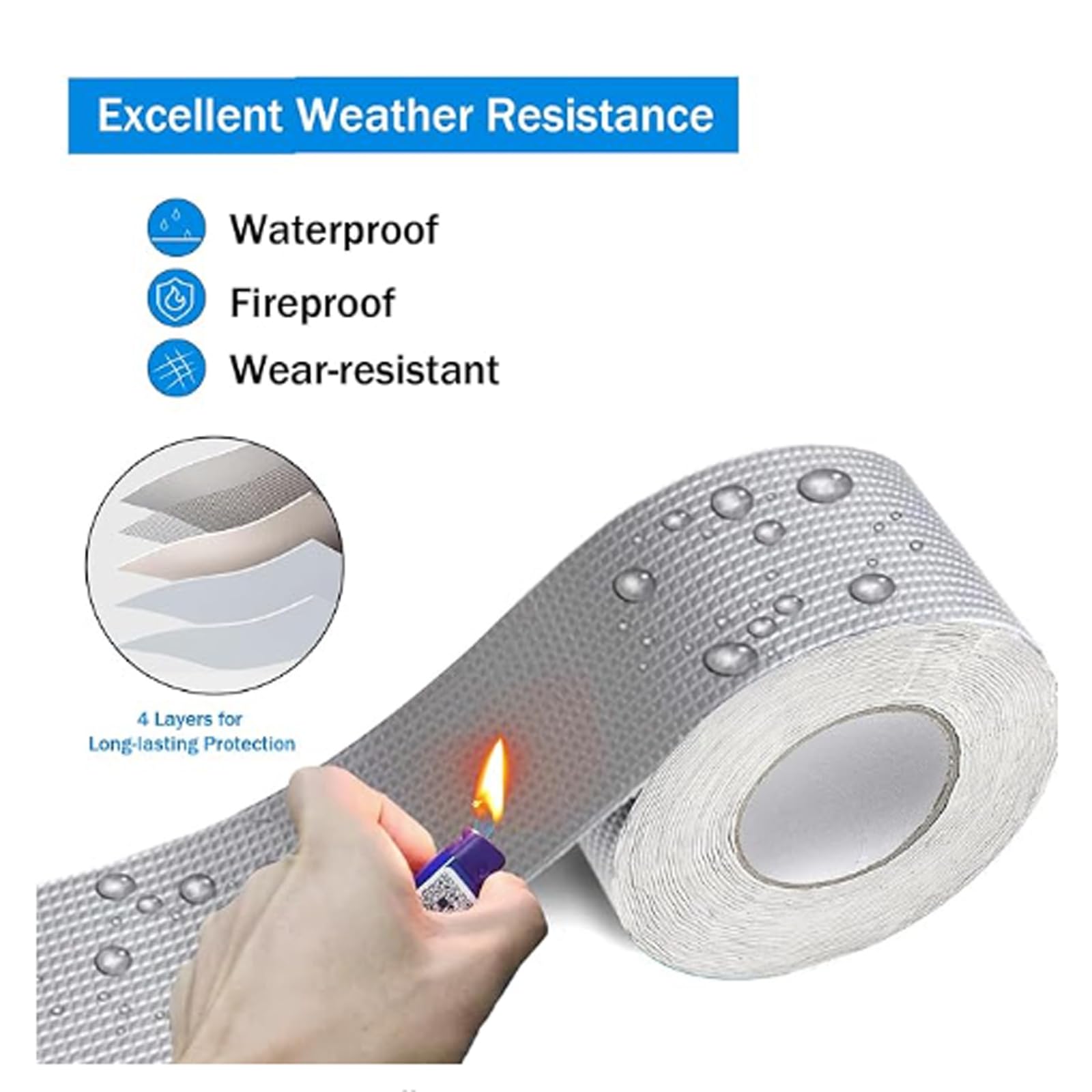 Cinta Impermeable Cinta de Butilo Impermeable Autoadhesiva Cinta de Sellado de Butilo de Reparación Multiusos para Fugas de Techo reparación de Grietas ruptura de tuberías