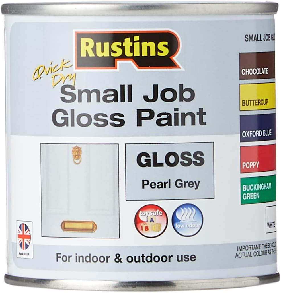 RUSTINS GPGYW250 Small Job Gloss Paint Pearl Grey, 250 ml (Pack of 1