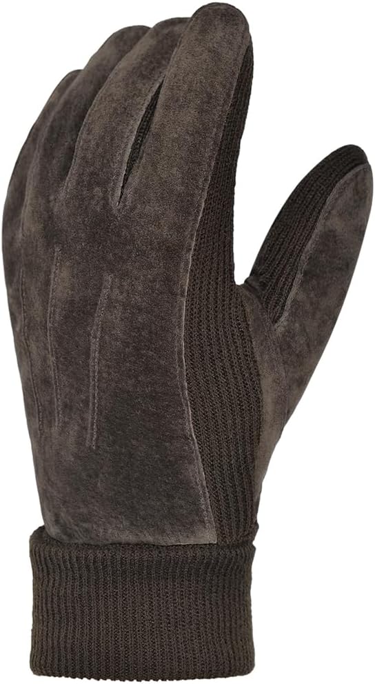 Harssidanzar Mens Winter Gloves Thermal Wool Fleece Lined Suede Gloves SM045US - Image 5