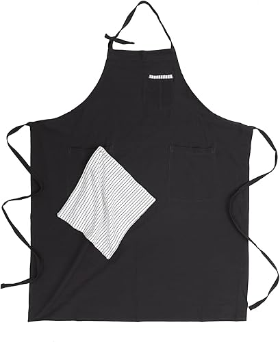 Miniatura 2 de Delantal de lino de algodón suave, delantal de arte de lino retro, delantal casual ajustable con toalla, ideal para floristería y cocina