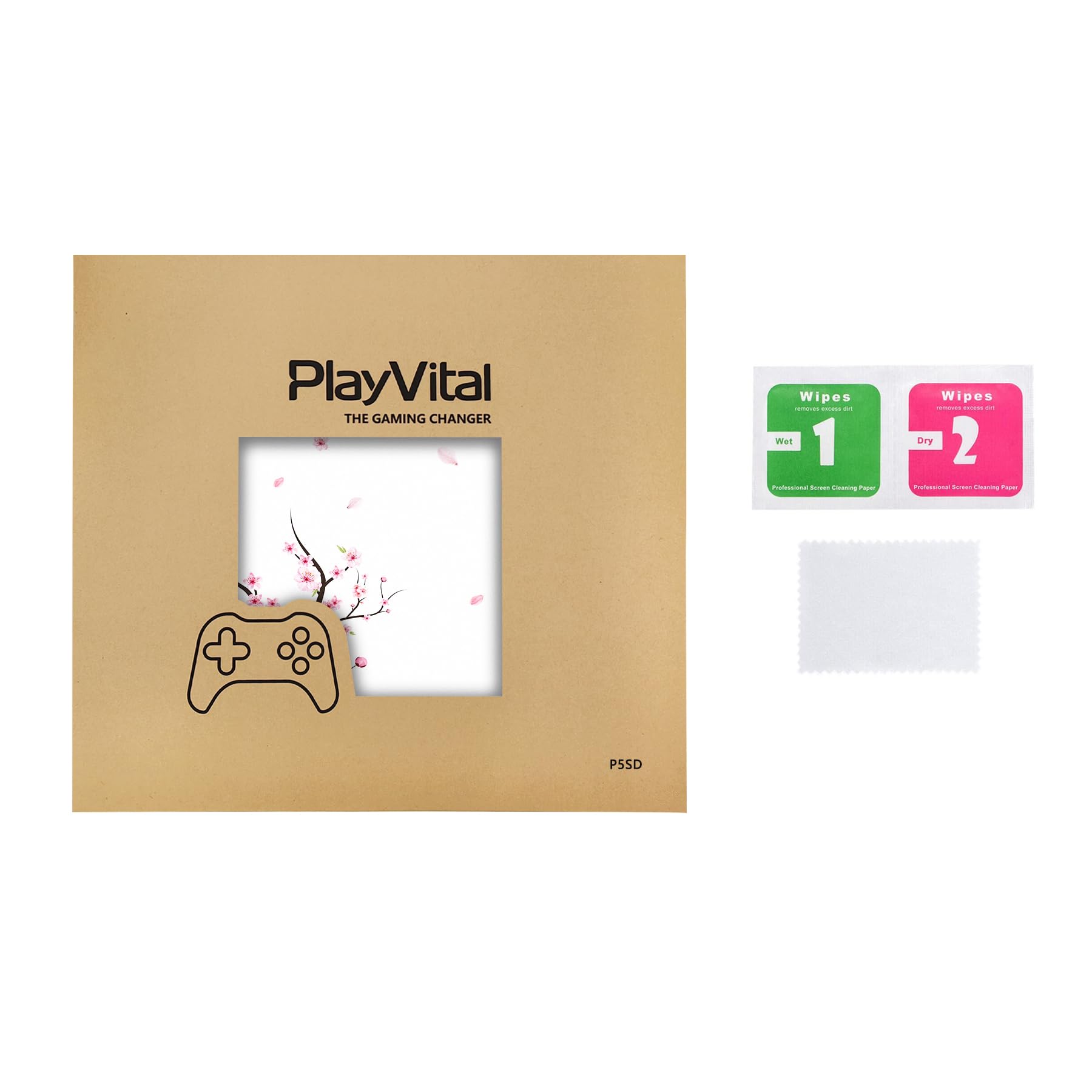 PlayVital Naklejka Akcesoria do ps5 Slim Digital Edition Zestawy Skórek do ps5 Slim Konsola Sticker do ps5 Kontroler&Stacja ładowania&Zestaw Słuchawkowy&Media Remote-Spadający Kwiat Wiśni