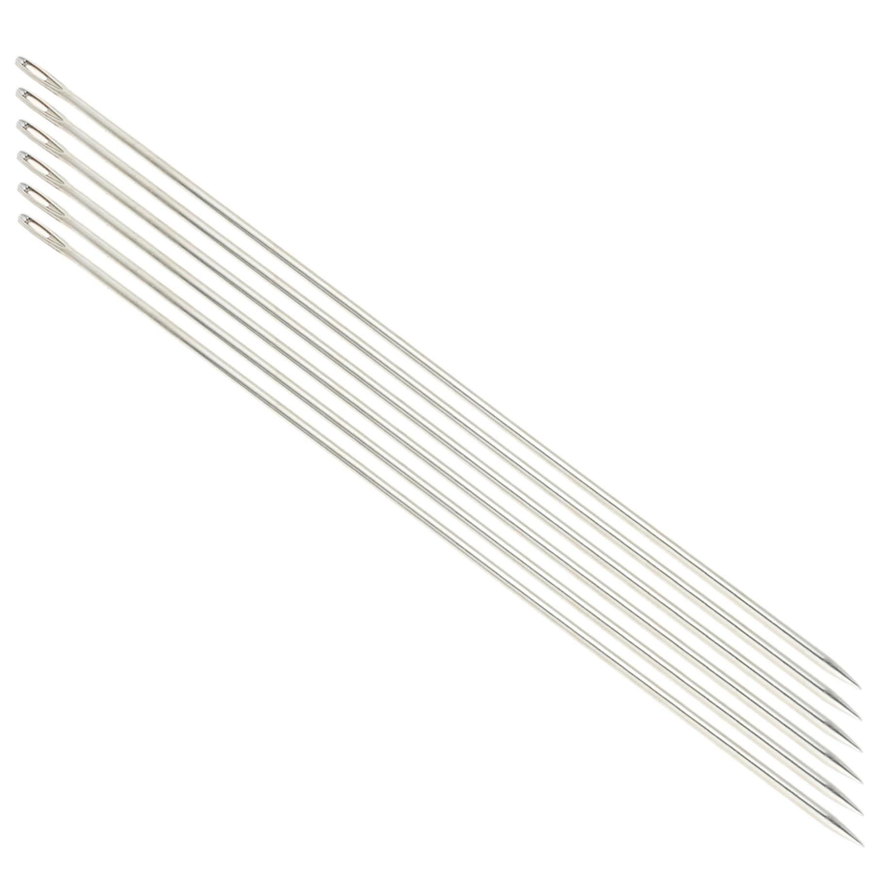 Darning Needle 6Pcs 12 Inch Silver Steel Upholstery Needle with 0.3cm Large Eye Sharp Sewing Accessories