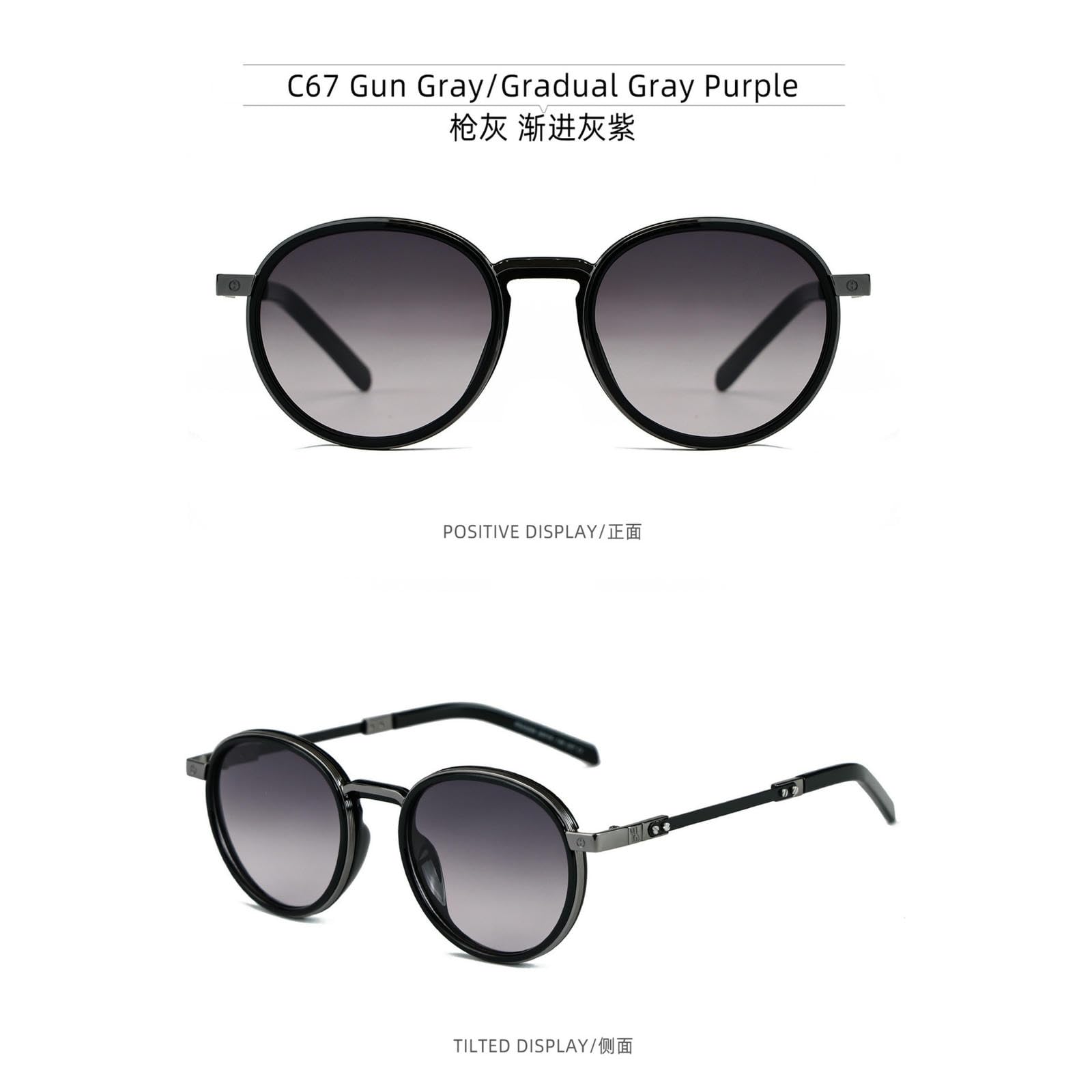 Sonnenbrille Damen Frauen Mode Kleiner Rahmen Straßenfotografie Outdoor Reisen Strand Sonnenbrille-c67 Schuss Grau Progressiv Violett
