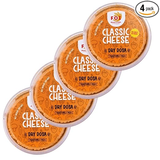 FOI Flavours of India Classic Cheese Delicious Crispy & Crunchy Dry Dosa Khakra, Healthy Ready to Eat | Gluten Free Instant Snacks | All Time Favourite Indian Snacks (100gm Each, Pack of 4)